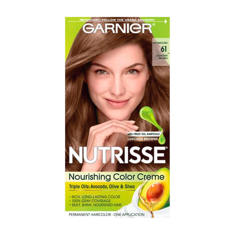 Wholesale Garnier Nutrisse Nourishing Hair Color Creme, 61 Light Ash Brown (Mochaccino) (Packaging May Vary)