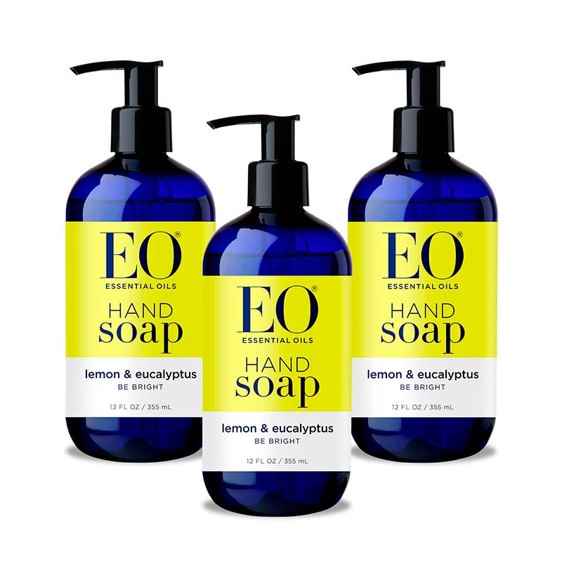 Wholesale EO Liquid Hand Soap, 12 Ounce (Pack of 3), Lemon and Eucalyptus , Organic Plant-Based Gentle Cleanser with Pure Essential Oils