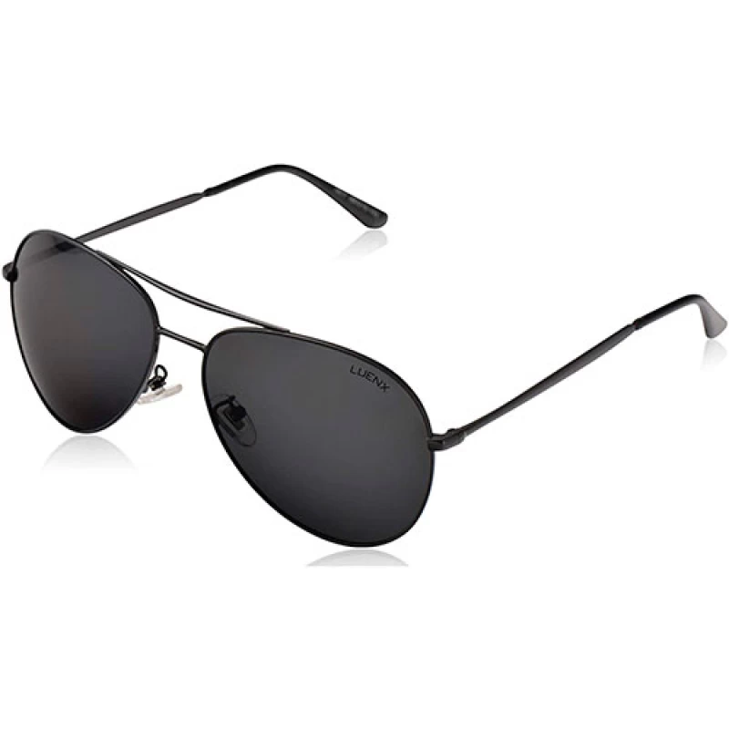 LUENX Aviator Sunglasses Men Women Non-Mirror Polarized UV400 Metal Frame 60MM