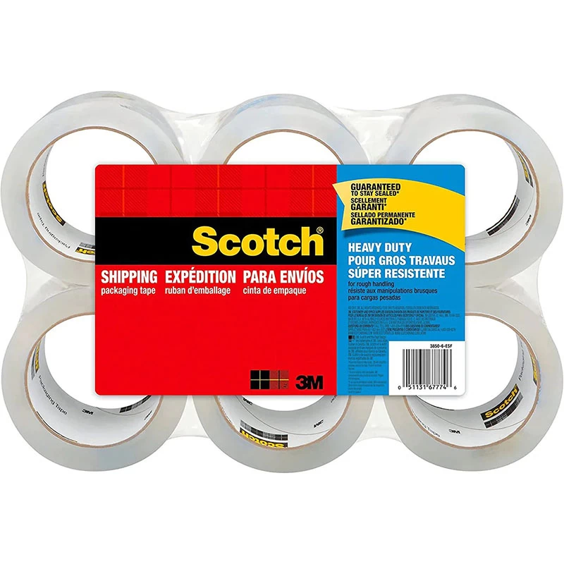 Wholesale Scotch Heavy Duty Packaging Tape, 1.88″ x 54.6 yd, Designed for Packing, Shipping and Mailing, Strong Seal on All Box Types, 3″ Core, Clear, 6 Rolls (3850-6)