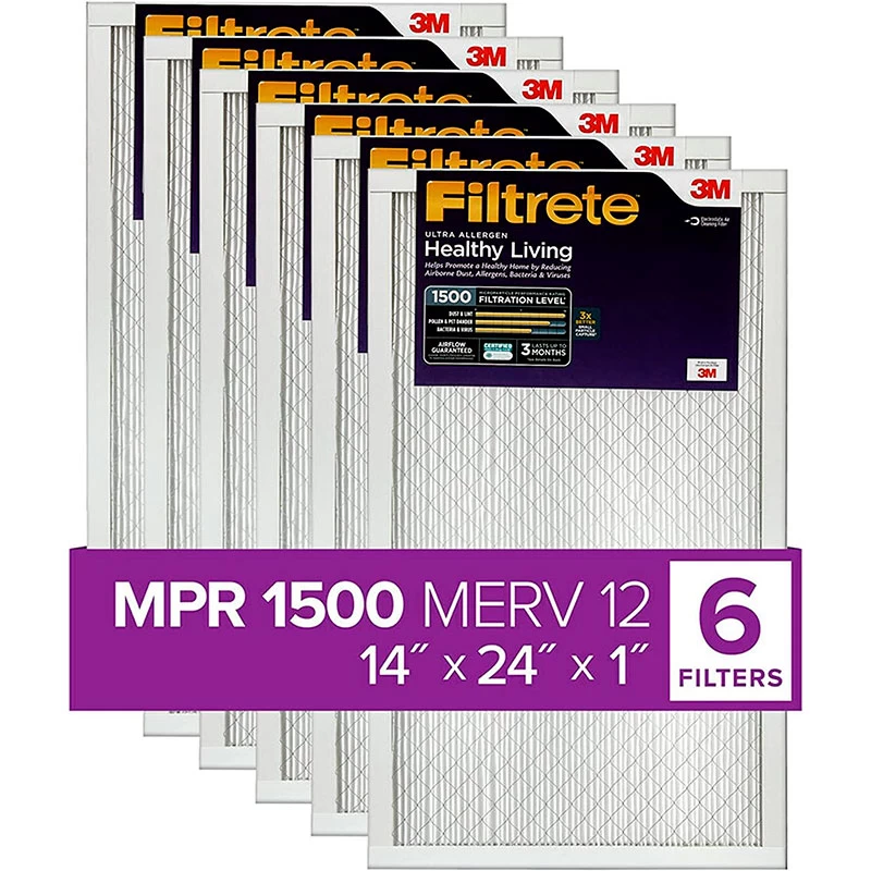 Wholesale Filtrete 14x24x1, AC Furnace Air Filter, MPR 1500, Healthy Living Ultra Allergen, 6-Pack (exact dimensions 13.81 x 23.81 x 0.78)